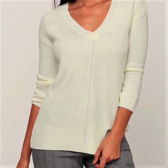 Jack by BB Dakota Mercy Me V-Neck Sweater - Size Medium - Picture 1 of 7